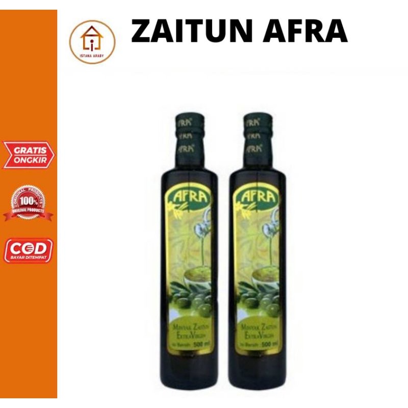 

MINYAK ZAITUN AFRA 500ML/EXTRA VIRGIN OLIVE OIL/MPASI/MINYAK URUT/MINYAK MASAK/MINYAK MINUM/