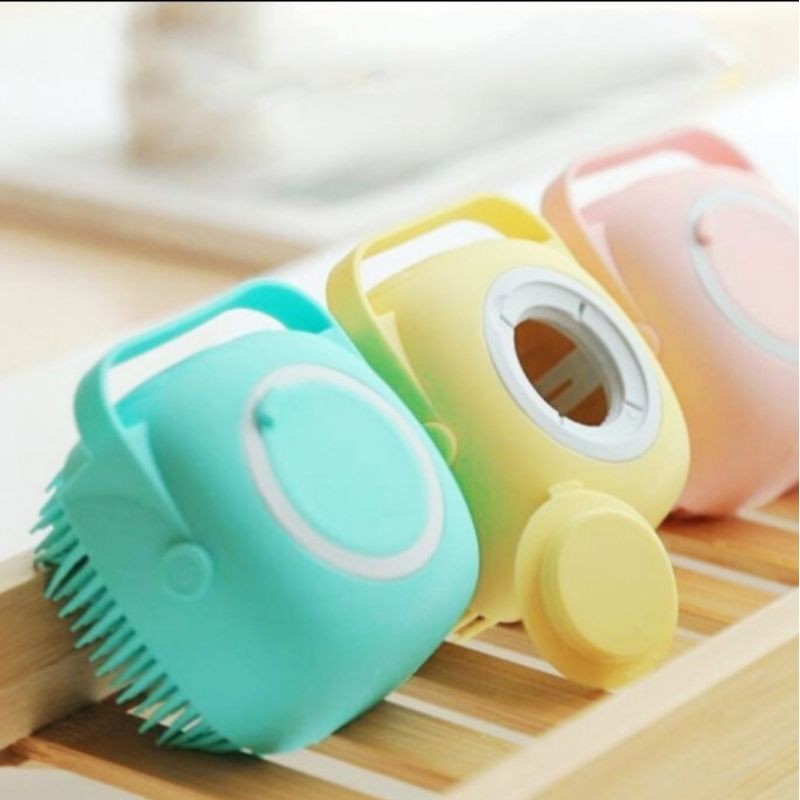 sikat badan silikon dispenser shower brush silicone