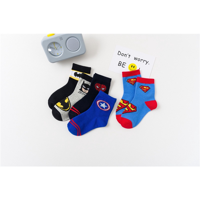 KAOS KAKI ANAK LAKI LAKI KARAKTER SUPERMAN SUPER HERO SOCK KIDS FASHION KOREA USIA 3-12 TAHUN Y12