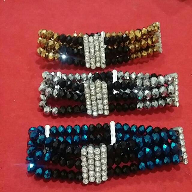 Gelang rantai kristal 3 susun