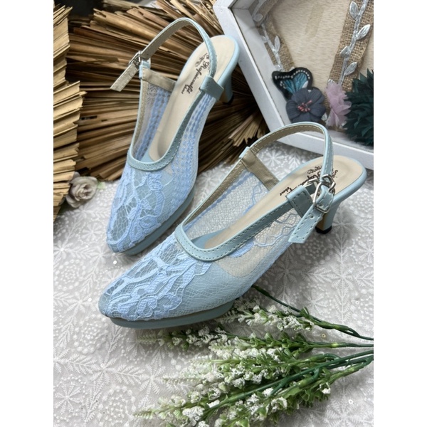 sepatu wanita Rafaizoutfit Clarissa babyblue tinggi 7cm lancip