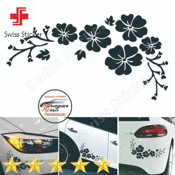 Terlaris Stiker Cutting Bunga untuk bemper depan belakang kaca mobil termurah - Putih Keren
