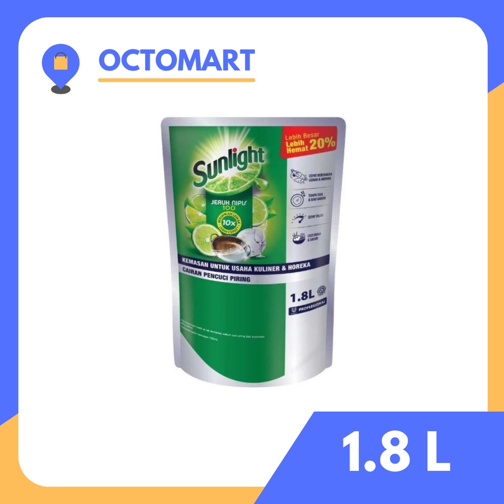 SUNLIGHT Professional Cairan Pencuci Piring 1.8L / 1800ML / 1.8 L / 1800 ML Jeruk Nipis