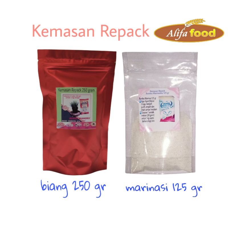 

paket bumbu biangku 250 gr dan marinasi 125 gr kemasan ekonomis