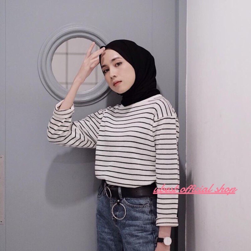 KAOS SALUR LENGAN PANJANG WANITA / STEVY TOP / Kaos Salur / BAJU SALUR WANITA / Kaos lengan panjang