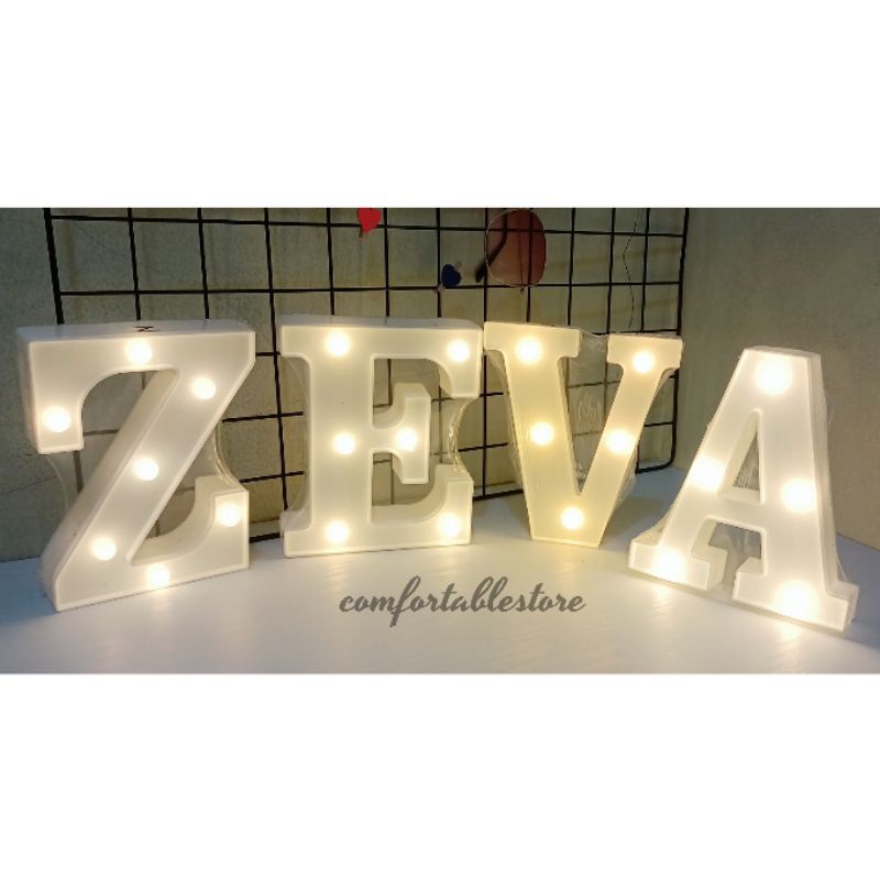 Lampu Huruf A-Z dan Angka 0-9 Led Tinggi 16 cm Lampu Hias Kamar Tidur Aesthetic Light