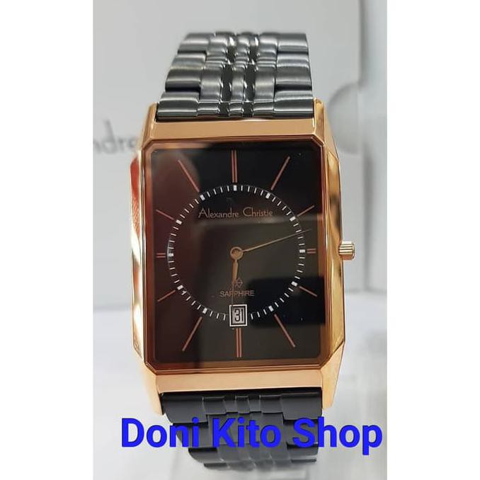 Jam Tangan Pria Original Alexander Cristie AC8549 Black Rose Gold