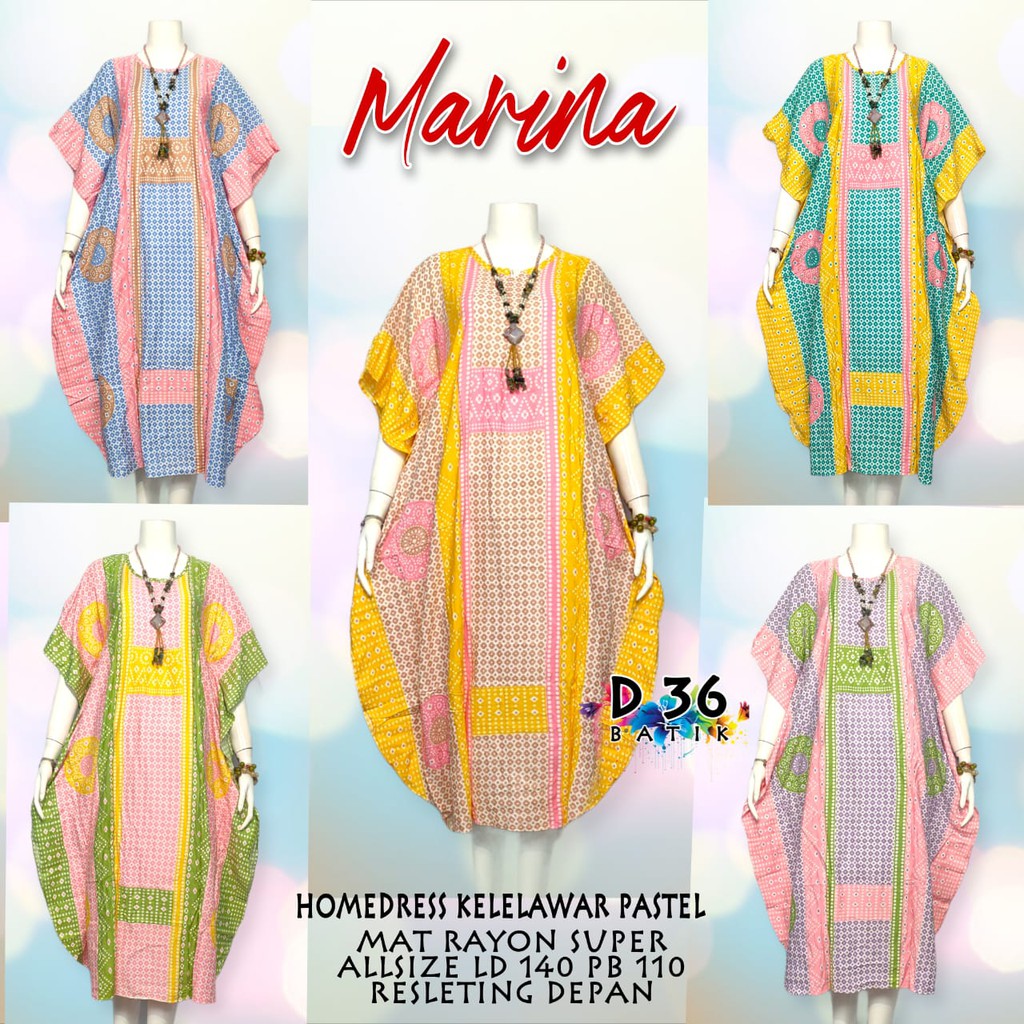 Daster Marina Homedress Kelelawar Pastel Baju Tidur Rayon Pastel Baju Tidur Kartun Jumbo Santai Home