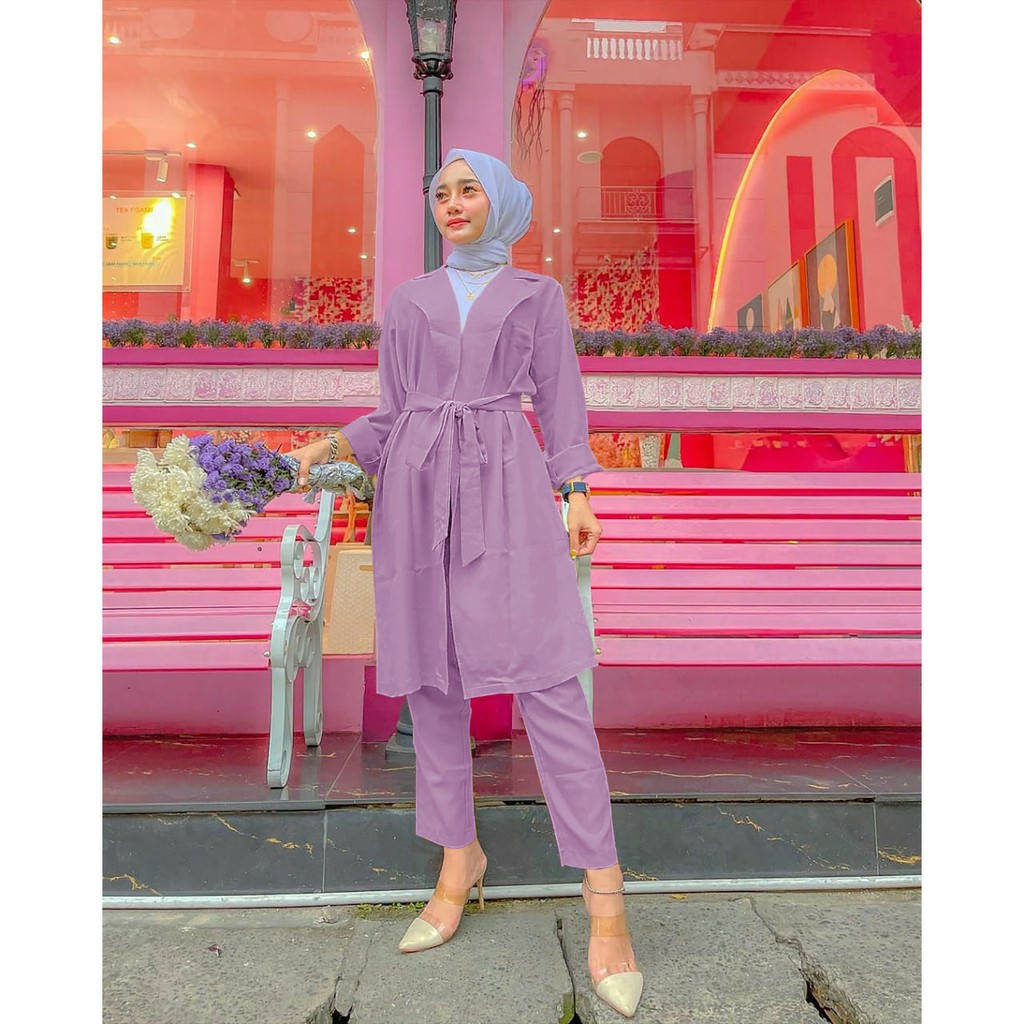 Ramlan Set l Setelan Cardi Fashion Muslim Wanita Setelan Muslim Pakaian Wanita