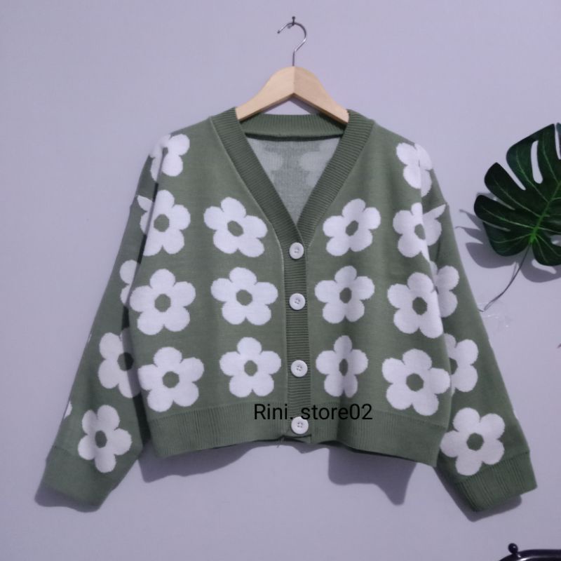 Cardigan Bunga Crop Top Korea