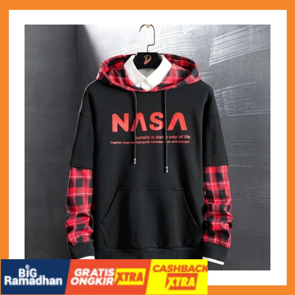 POLOS MOTIF MERAH PUTIH HITAM BIRU KUNING ASLI / SWEATER PRIA | NASA SWEATER | SWEATER HOODIE |