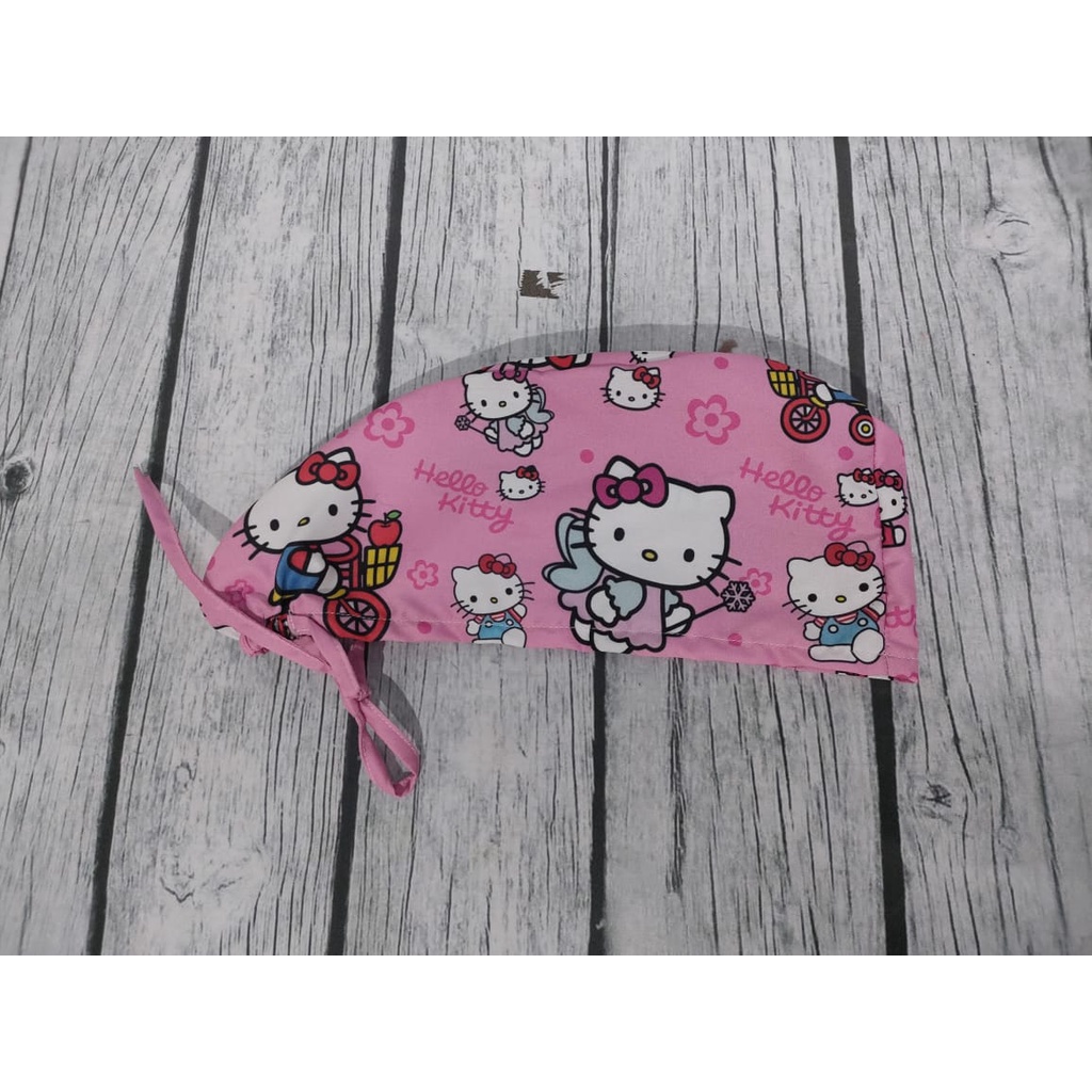 Headcap Motif Hello Kitty / headcap bedah / headcaptain dokter / Hair Cap Surgical Cap / Topi operas