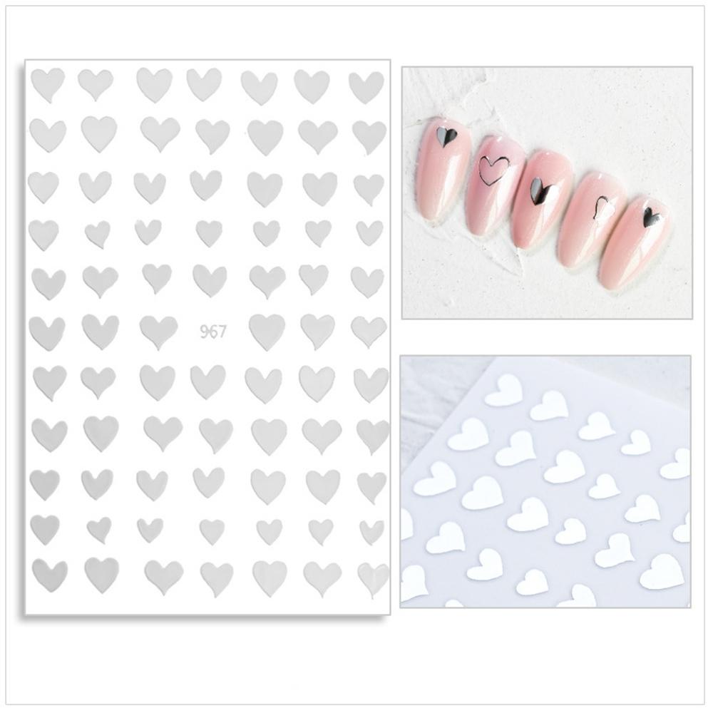 Mxbeauty Bentuk Hati Nail Art Stiker Gadis Laser Emas Perekat Diri Decal Hitam DIY Nail Art