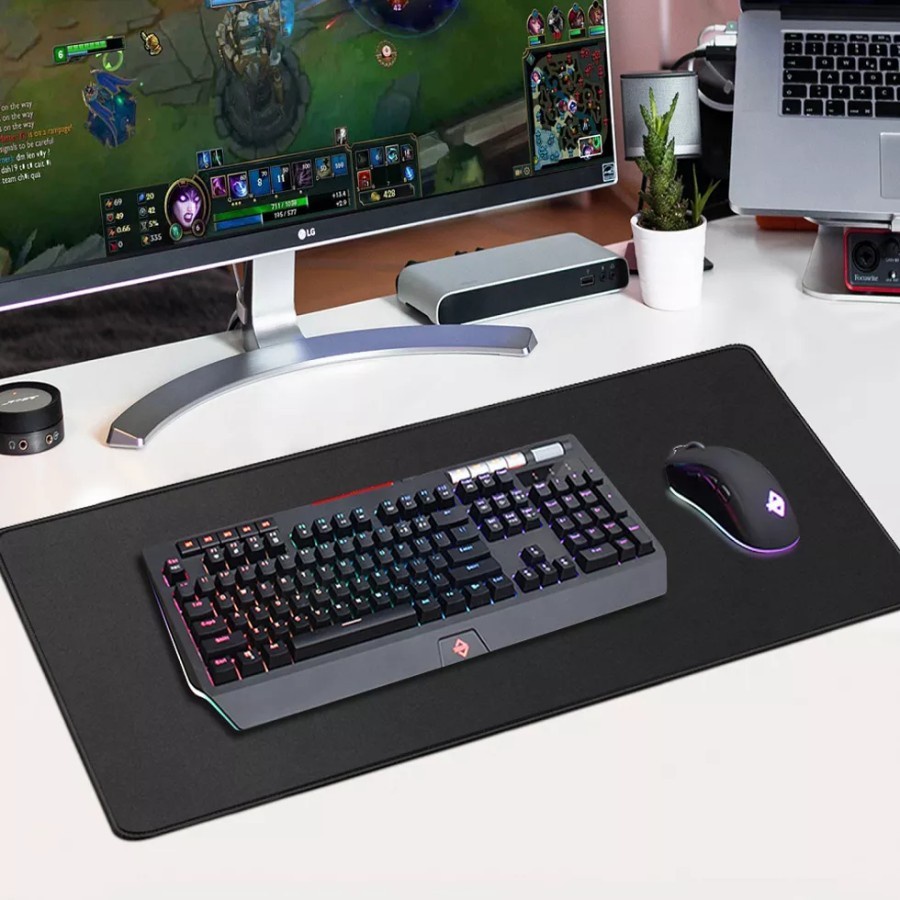 Trend-MousePad Gaming XL Polos Hitam Mouse Pad Desk Mat Alas Mouse Besar