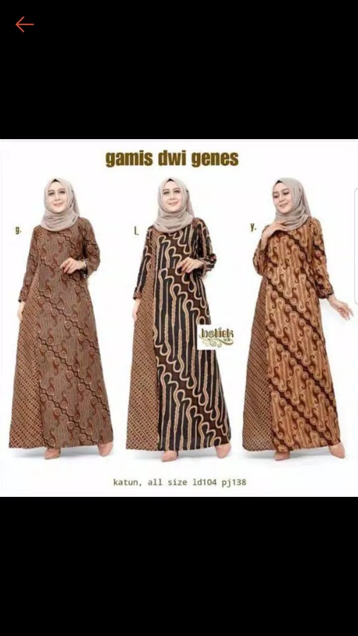 Gamis Cewek Panjang Batik Kombi Genes #2 Wanita Muslim Modern Premium Exclusive