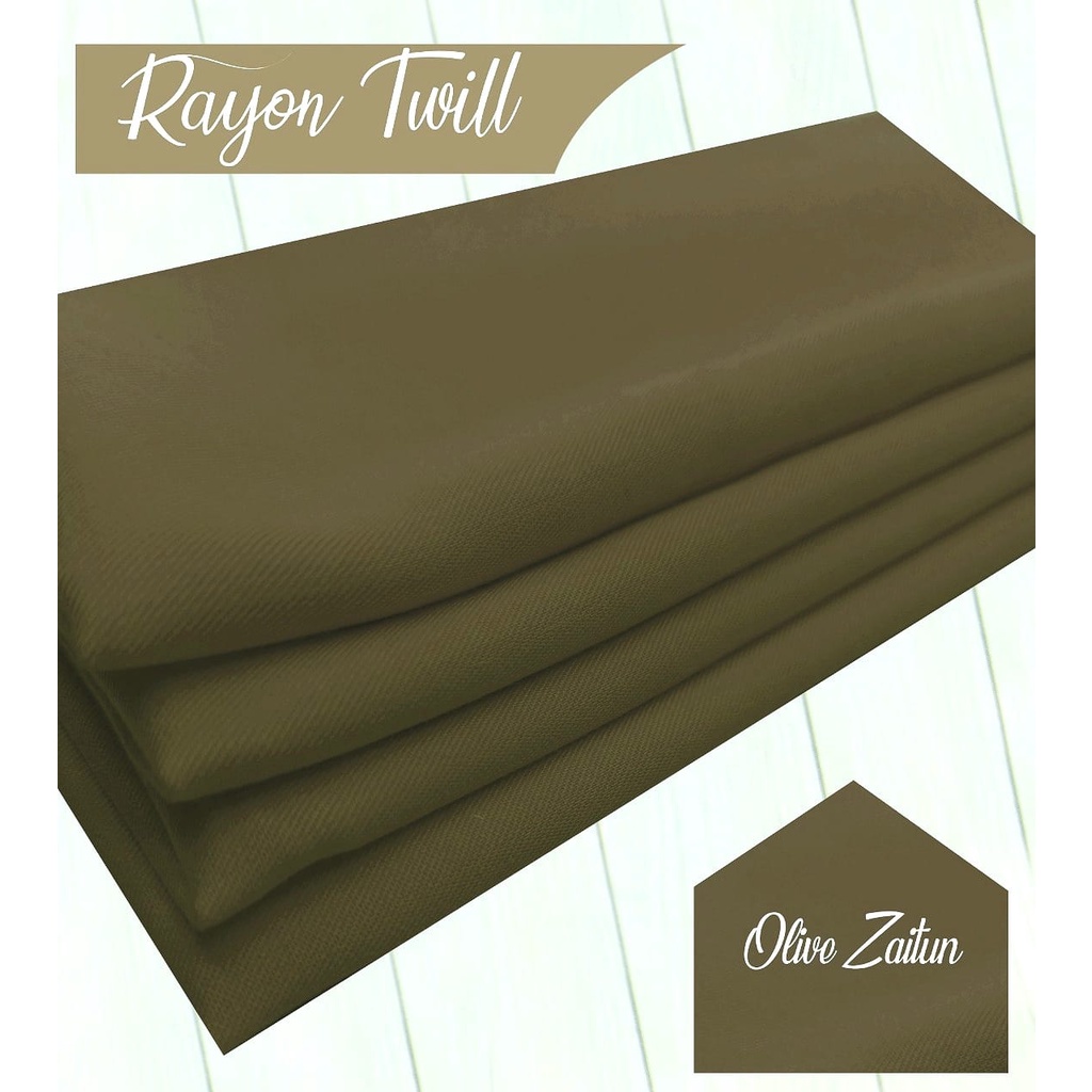 Multi kain rayon twill viscose sakura polos premium quality soft lembut tebal harga eceran-298 olive zaitun