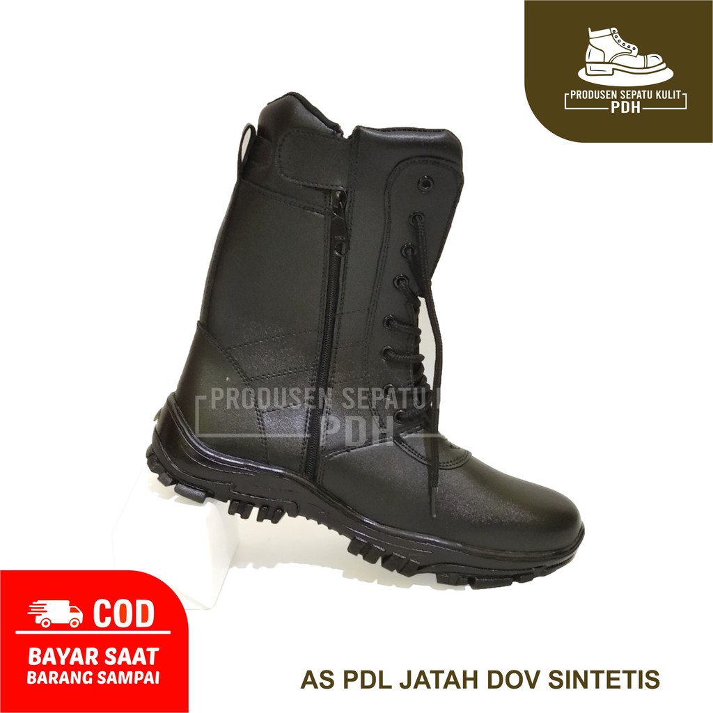 SEPATU PDL JATAH KULIT SINTETIS HITAM SEPATU SATPAM TNI POLRI