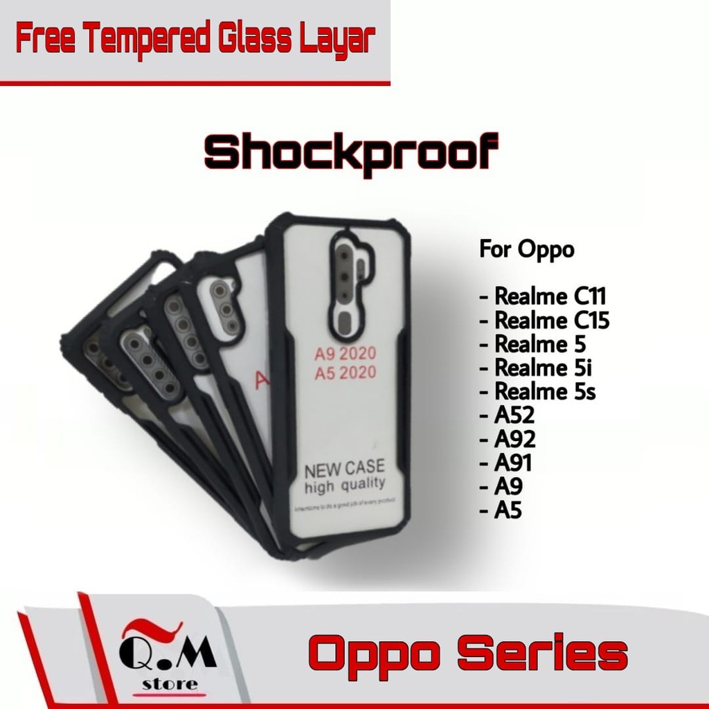 PROMO Case Oppo Realme 8 /C11/C15/5/5i/5s/A52/A92/A91/A5/A9 TPU Shockproof Premium Casing Transparan