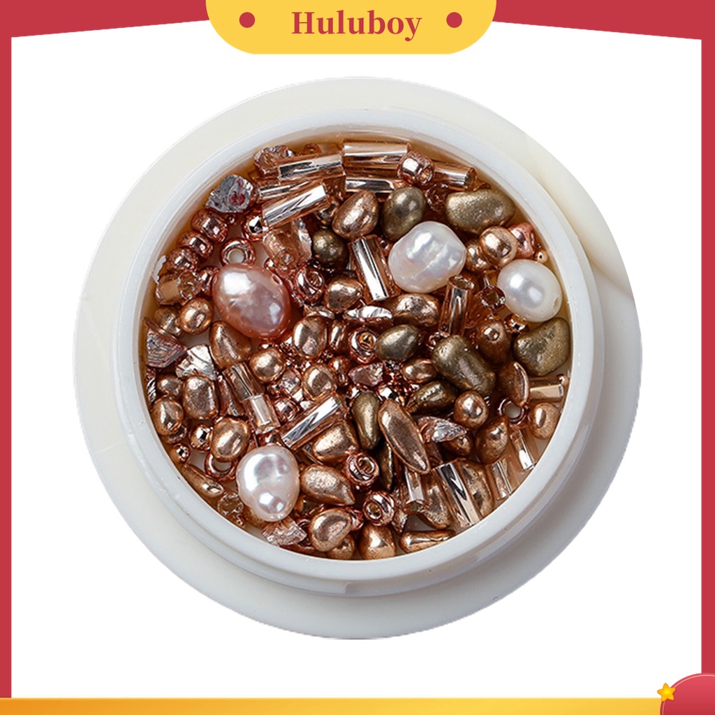 Huluboy Huluboy♡ 1 Kotak Mutiara Bentuk Kerang Batu Untuk Aksesoris Nail Art