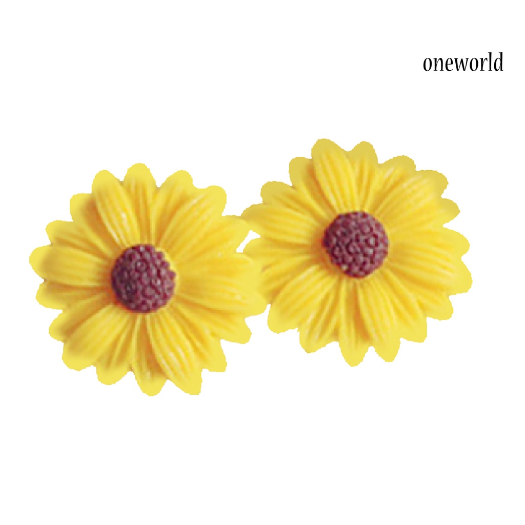 OW@ Ear Stud Cute Beautiful Plastic Sun Flower  Earrings for Women