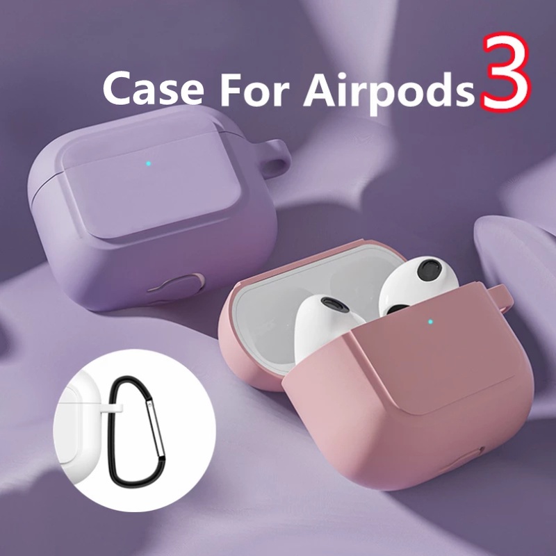 Cover Pelindung Earphone Wireless Bluetooth Bahan Silikon Anti Air / Gores Dengan Gesper Metal Untuk Compatible for Airpods 3