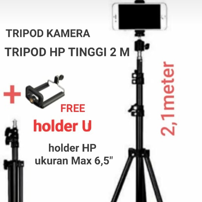 Eksklusif tripod hp dan kamera 2 meter / tripod 2 meter / tripod kamera + holder Terlaris