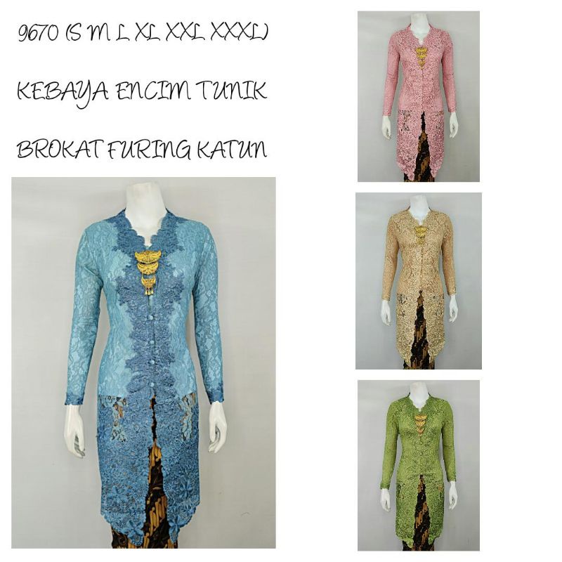 mn72j Indah ABAYA KEBAYA BROKAT BORDIR KARTINI MODERN TUNIK LENGAN PANJANG Furing Katun S M L XL XXL