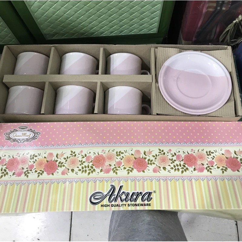 TEA SET AKURA 12 PCS KERAMIK CANGKIR SET