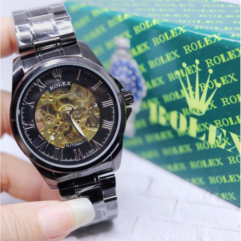 Jam Tangan Pria Rolex Automatic Full Black Satinless Steel