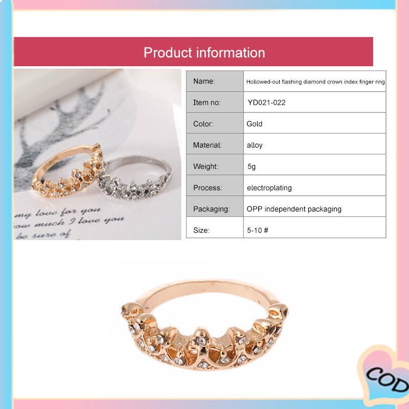 COD❤️ Bentuk Mahkota Fashion Ratu Temperamen Hollow Out Micro Diamond Engagement Wedding Ring-A.one