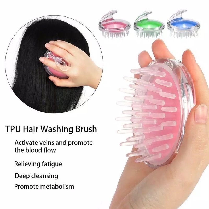 hair brush washing Silicon / sisir silikon transparan bulat