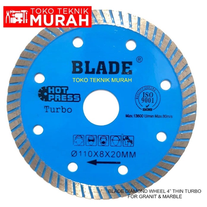 Blade Diamond Wheel 4&quot; Thin Turbo Untuk Granit Marble Marbel 4 Inch