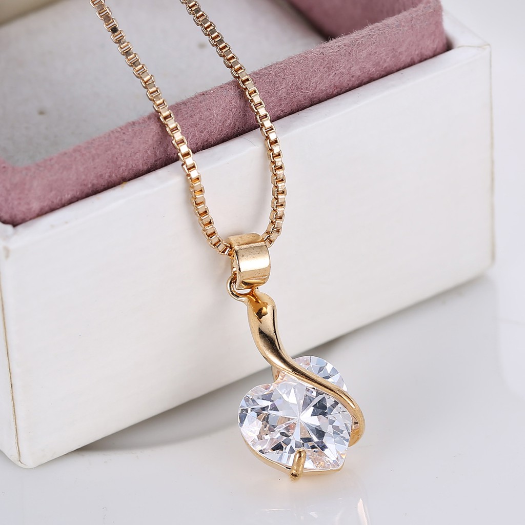 Kalung Liontin Hati Zircon Untuk Hadiah Ulang Tahun Pernikahan Wanita