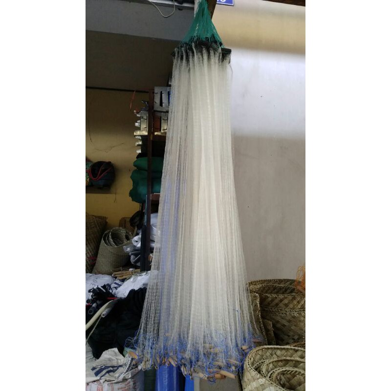 Jaring ikan siap pakai ~ jaring wader ~ ukuran kecil 3/4 inc ~ pemberat lanting tanah