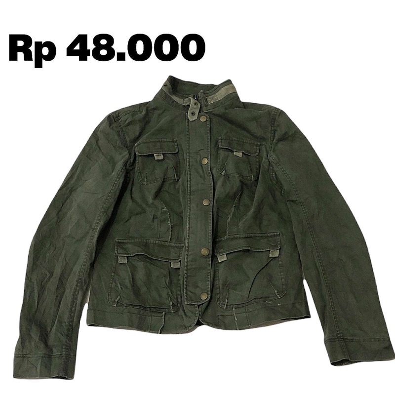 JACKET TRUCKER GANT CROP GREEN ARMY
