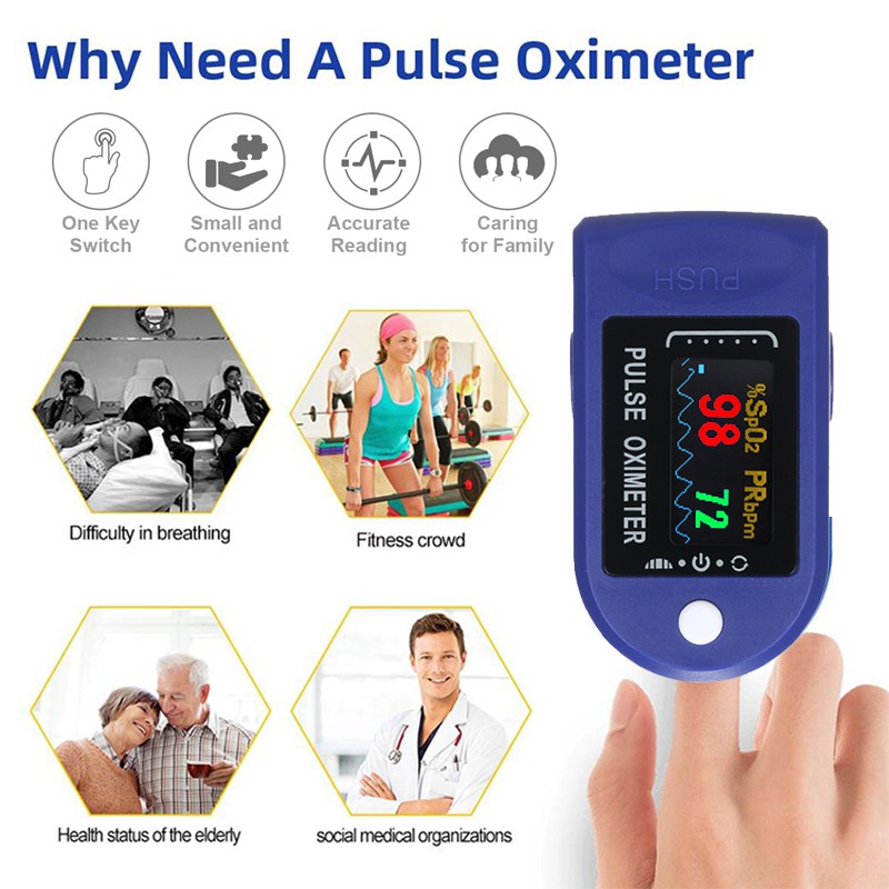 oximeter fingertip Pulse Oxymeter Pengukur Kadar Dalam Darah/jantung Cek Kadar Oksigen Detak Jantung