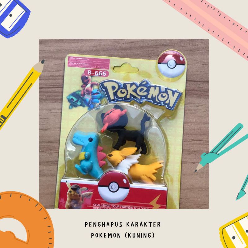 Penghapus pokemon pikachu stip eraser penghapus pensil alat tulis kantor