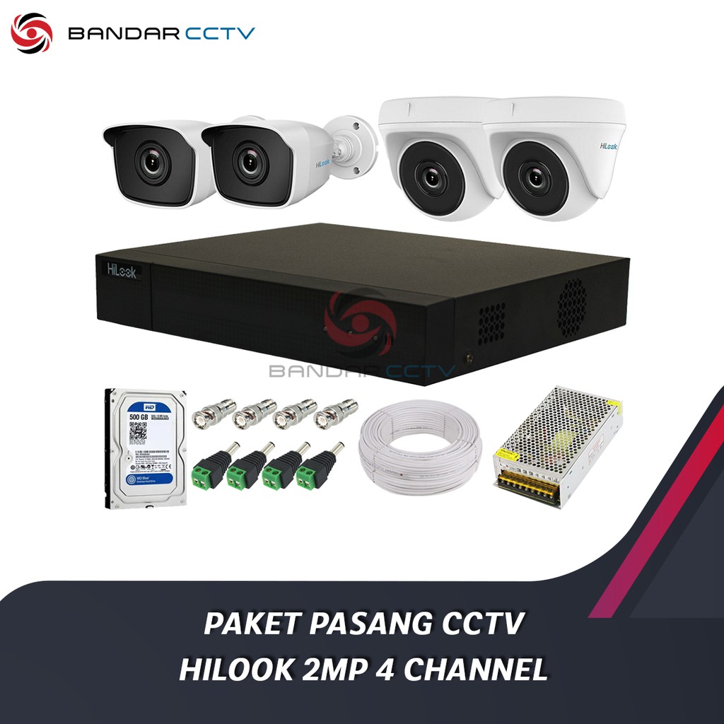 PAKET PASANG CCTV HILOOK 2MP 4 CHANNEL