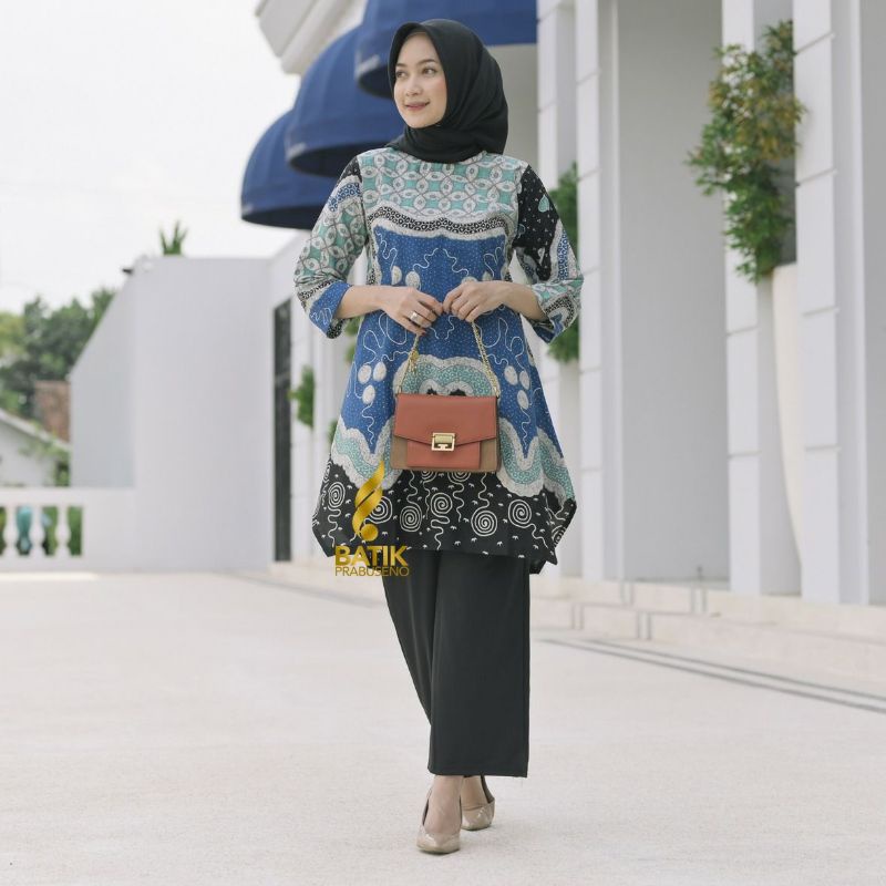 ATASAN TUNIK WANITA BATIK PANJANG BLOUSE BATIK KERJA WANITA PRABUSENO NANDANA ROSSA DIVA WINNY GEETA