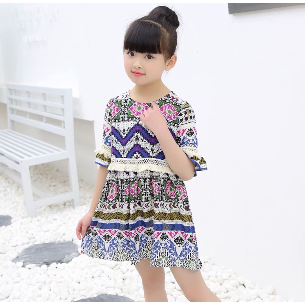 Promo !! Dress anak cewek / dress dewata motive summer ukuran 9bulan-2tahun / Dress import bahan lembut