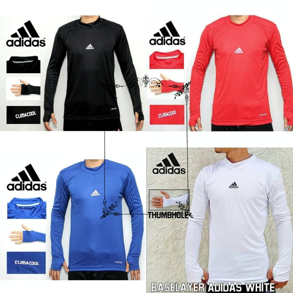 Murah Manset Adidas Baselayer Panjang Thumbole Kaos Futsal Sepak Bola Daleman Olahraga Keren