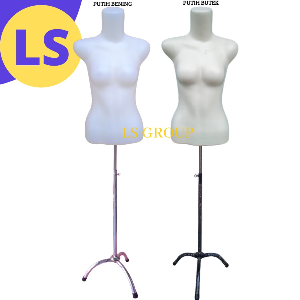 Manekin Badan Set Tiang Penyangga- Patung Baju Cewek Body Lurus Set Tiang