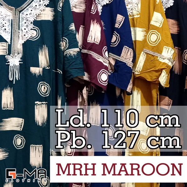 DASTER ARAB ZAHIRA LENGAN 3/4 | RESLETING DEPAN BUSUI | RAYON SANTUNG-MERAH MAROON