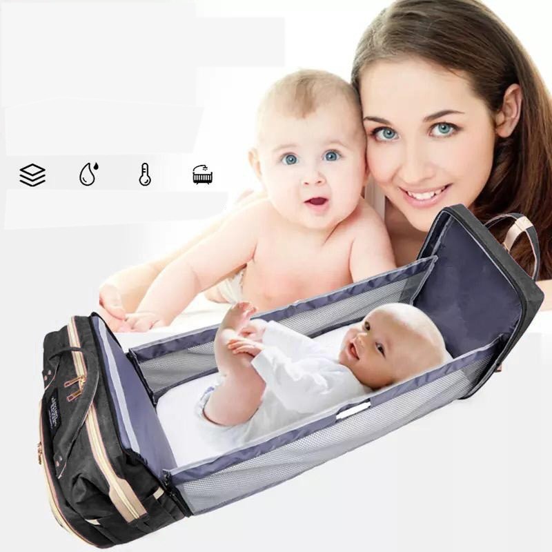 Diaper Bag Travel Baby Bed Portable Multifungsi Tas Ransel Bayi Polos