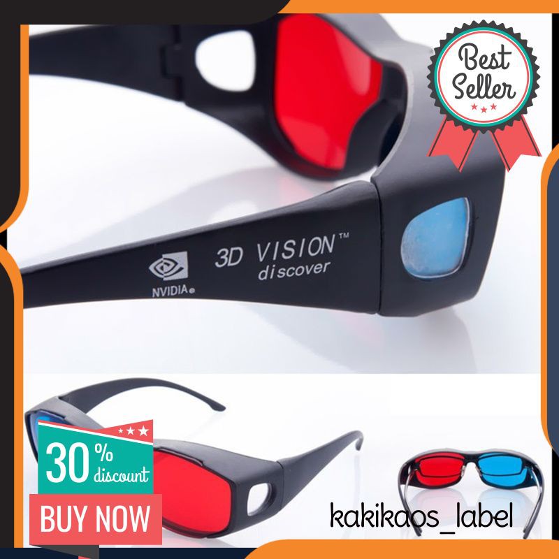 3D Glasses Kacamata Kaca Mata Frame plastik nVidia Vision Red Cyan
