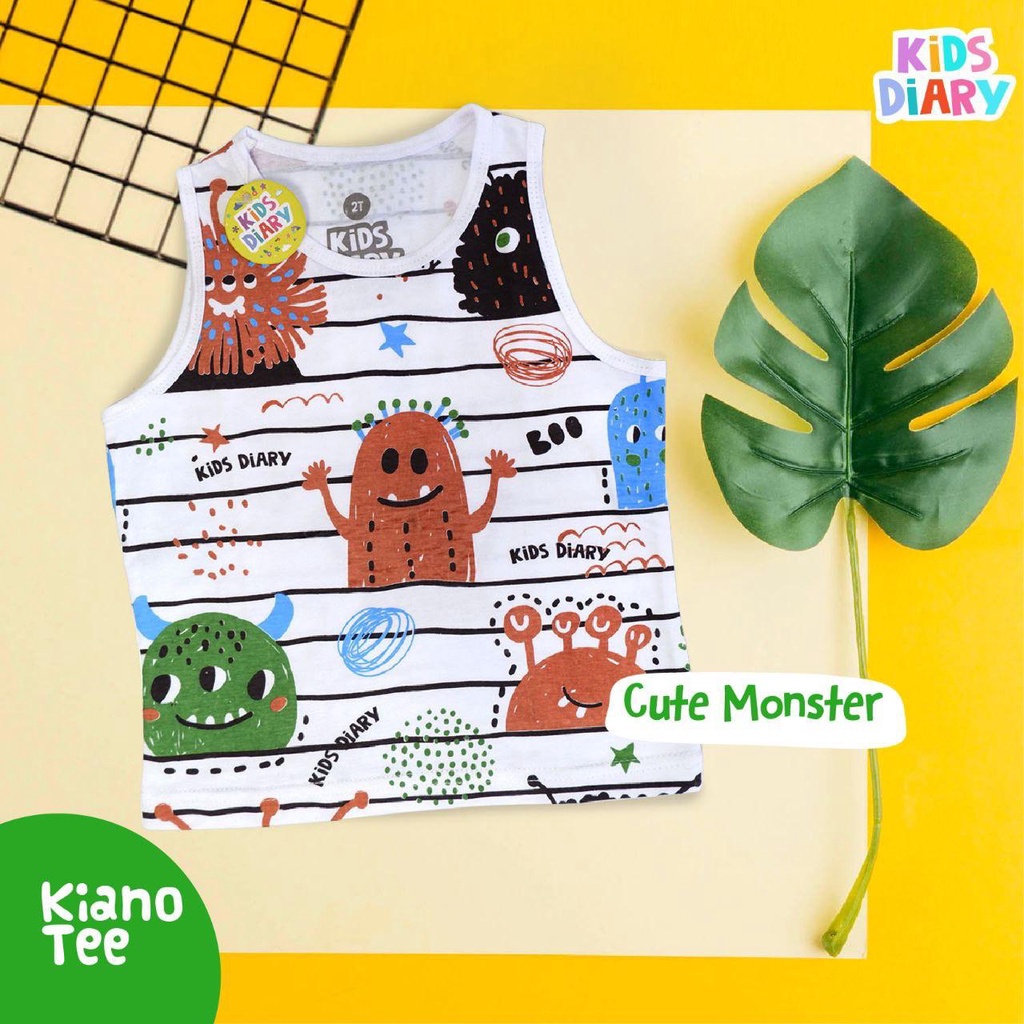 Kaos Singlet Tanktop Anak Fullprint Kiano Tee - White