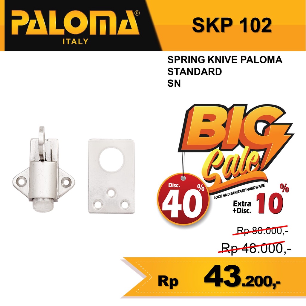 KUNCI SLOT JENDELA SPRING KNIVE KNIP PALOMA SKP 102  SATIN NICKEL