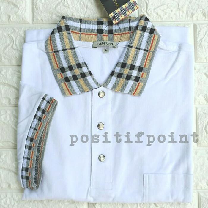 Kaos Burberry Pria / Kaos Poloshirt Burberry / Kaos Polo Pria - Putih, M Exclusive