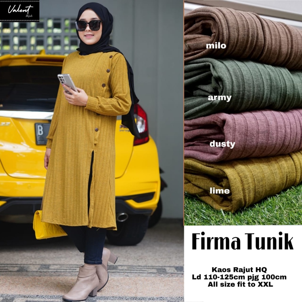 FIRMA TUNIK/ATASAN TUNIK JUMBO POLOS/BAJU TUNIK MUSLIMAH KAOS RAJUT HQ LD 110-125 CM FIT XXL/HIGH QU
