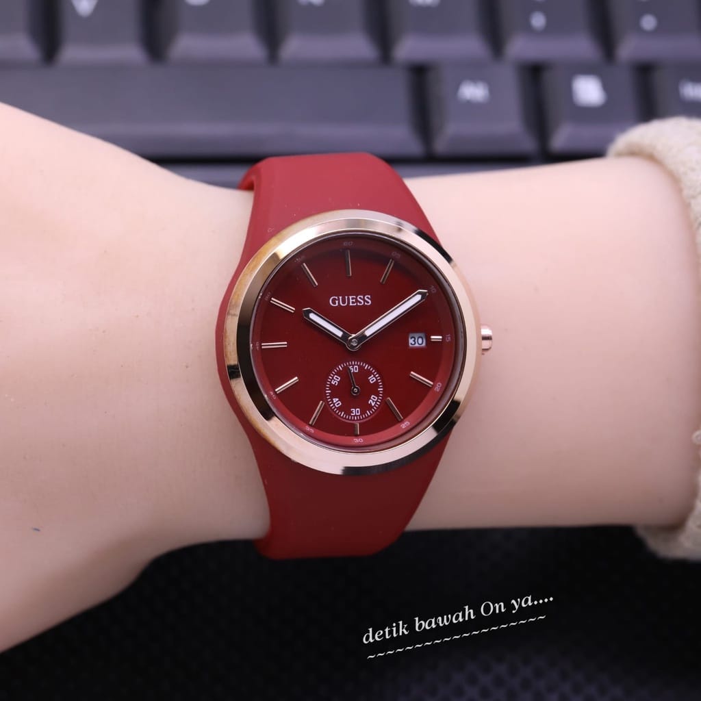 ( BISA COD ) Jam Tangan Wanita GUESS GS-656 Rubber Tali Karet Chrono detik bawah Tanggal Aktif Inclu